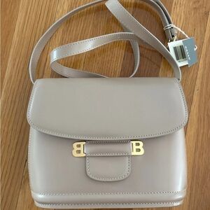 Bally Taupe Leather Crossbody with Gold Double-B Hardware